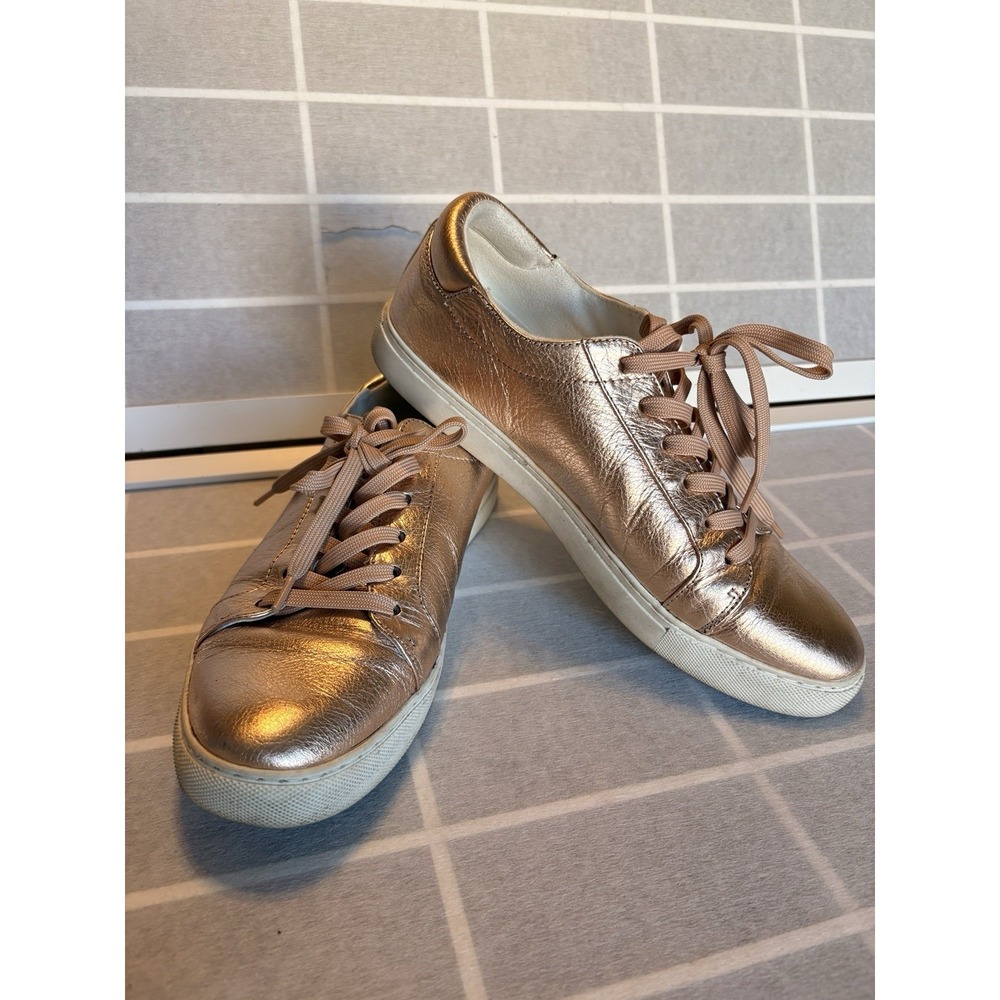 Kenneth Cole Leather Gold Metallic Sneakers‎ Womens size 9.5 Glitchy Glam Vibes